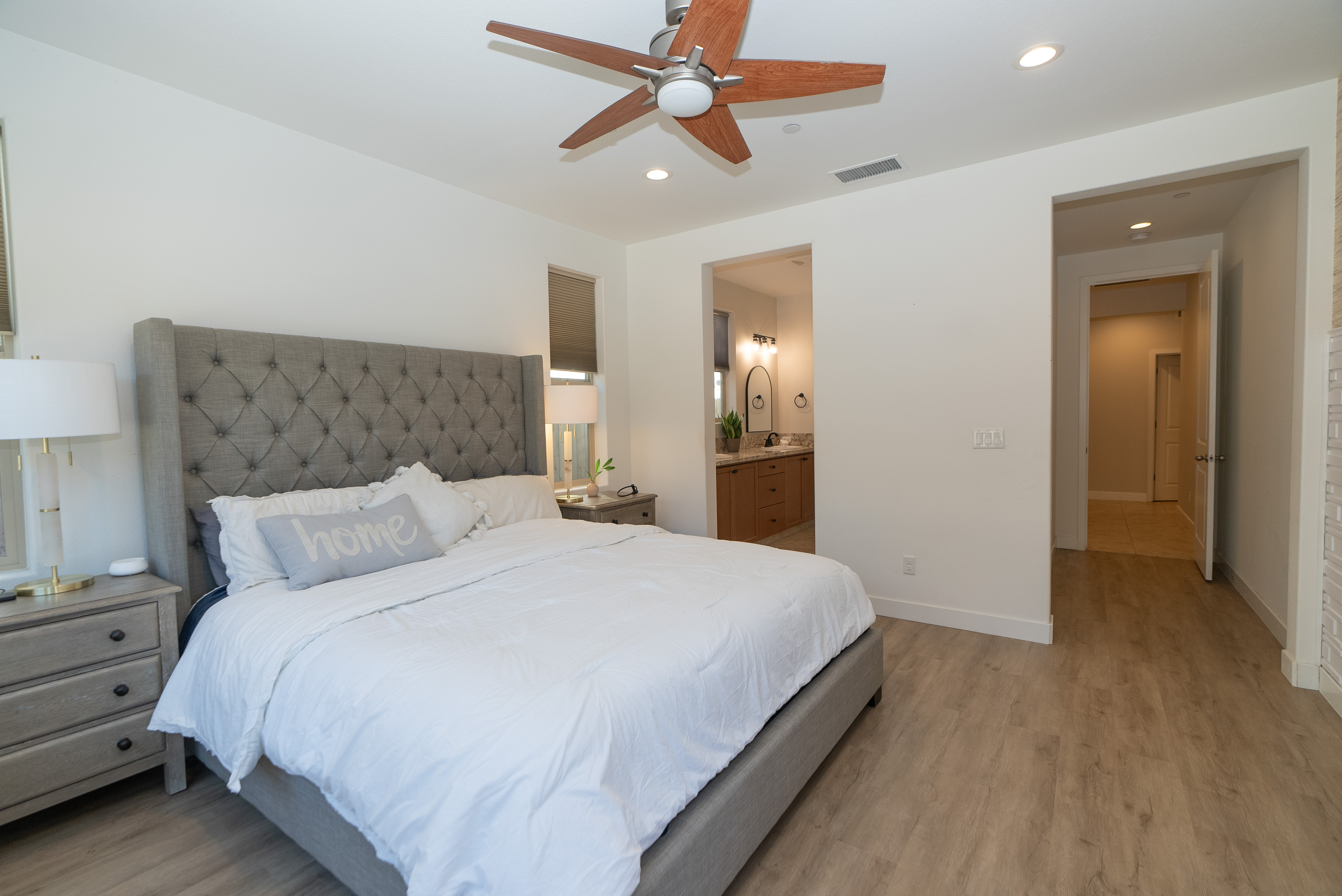 Bedroom staged for a listing